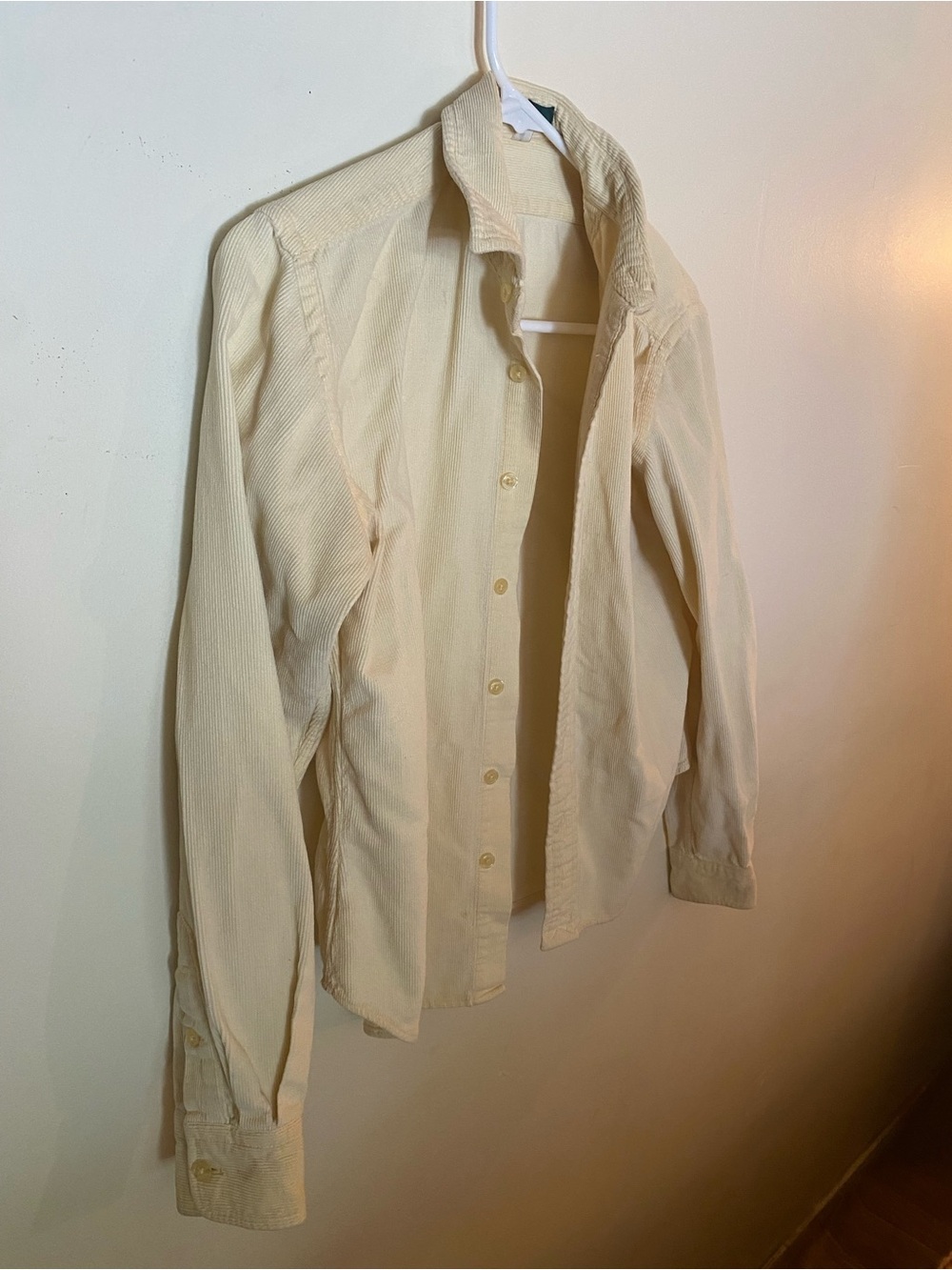 Womans Corduroy Button-Down Shirt Jacket in Cream